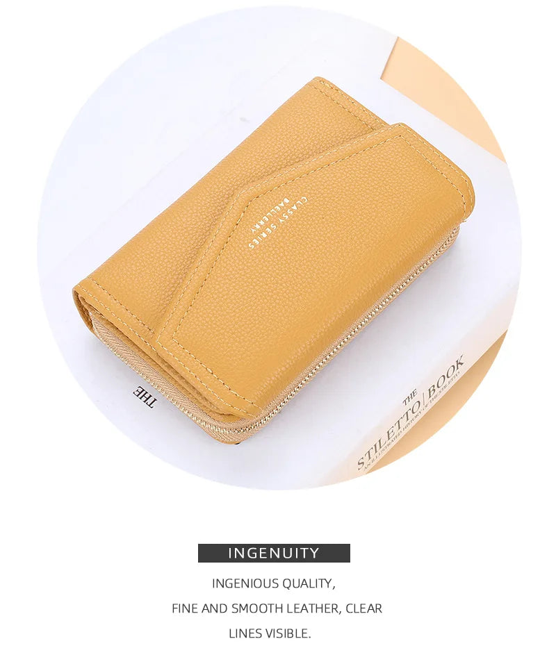 Baellerry Women Wallets Fashion Medium Women's Leather Wallet Top Quality Card Holder Black Coin Purses Green Wallets for Women