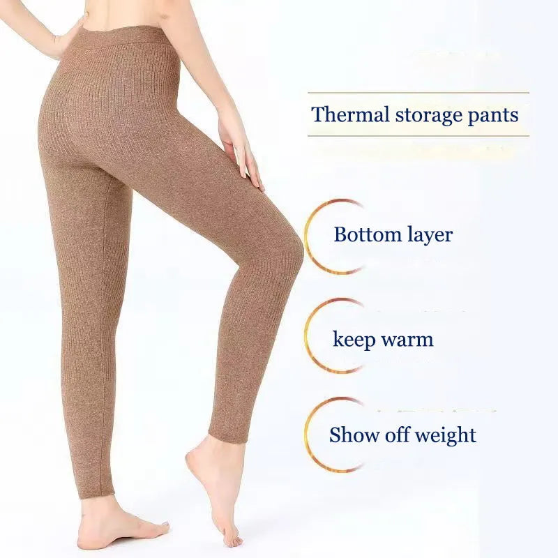 100% Wool Women Winter Warm Pants Men Underwear Thermal Leggings Long johns Man Merino Tights Couple Slim Fit Knitted