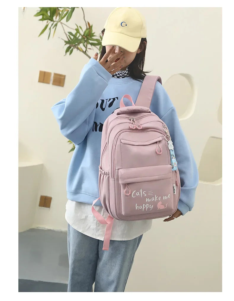 Girl School Bag Backpack Back Pack For Teenager Women Children Female Pink Schoolbag Primary High Bagpack Class Teens Child Kids