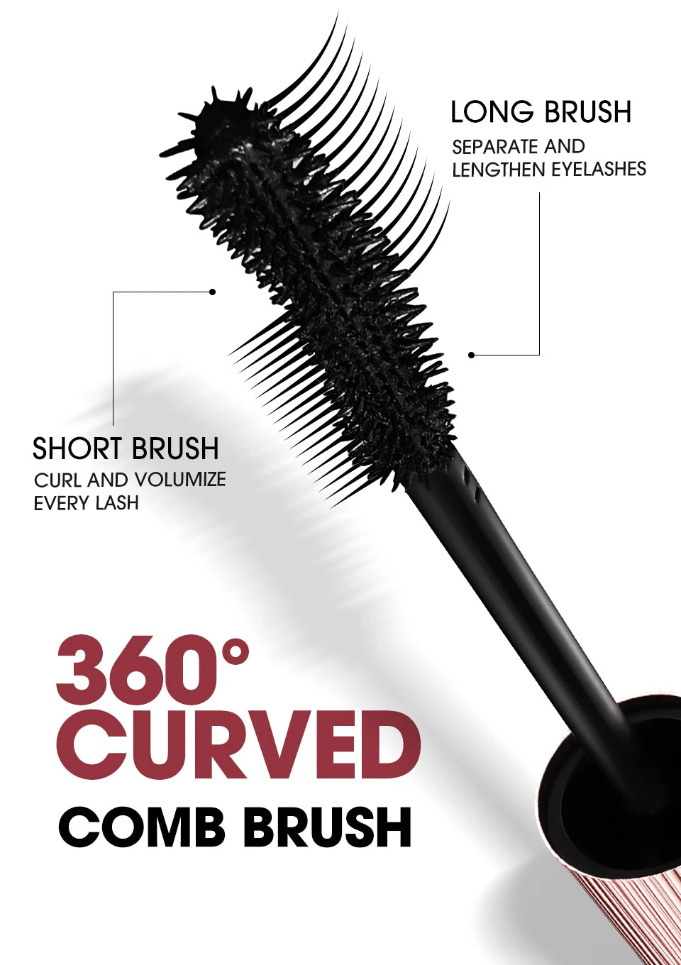 Mascara O.TWO.O 4D Waterproof Extra Volume Longue tenue Hyper-Curl Allongement des cils Cils non baveux Mascara Noir