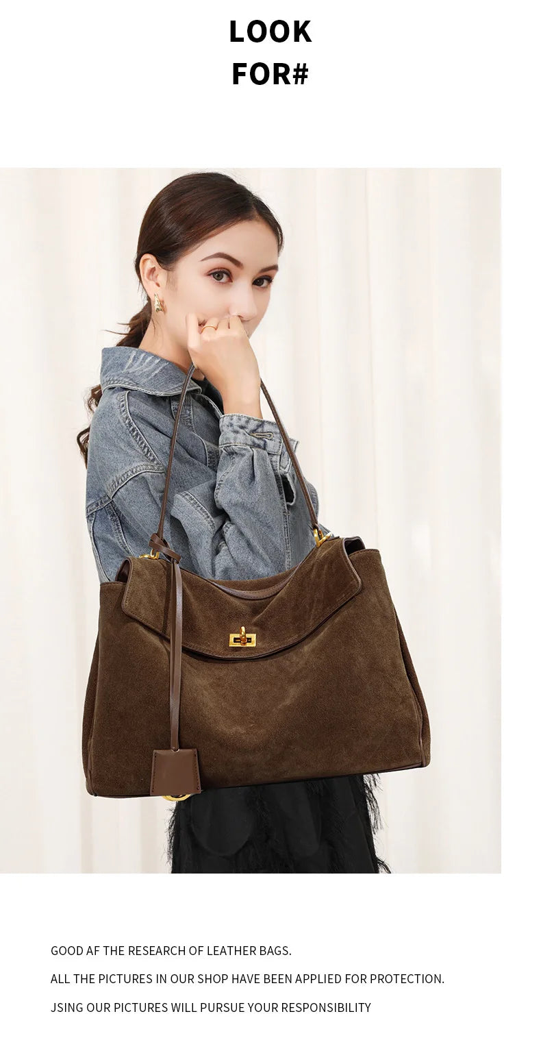 Autumn and winter suede leather tote bag frosted cowhide high-grade large capacity shoulder kellybag