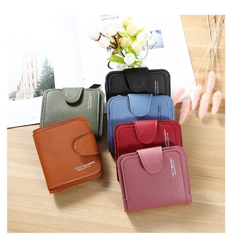 Women Wallets 2023 New Luxury Brand Red Black Small Mini Coin Purse Hasp Card Holder Lady Wallet Zipper Female Leather Buckle