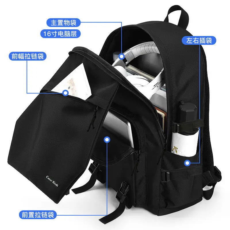 New Style Men's Business Backpack Woman Nylon Solid Color Large Capacity Laptop Student Schoolbag Travel Unisex Backpack 2023