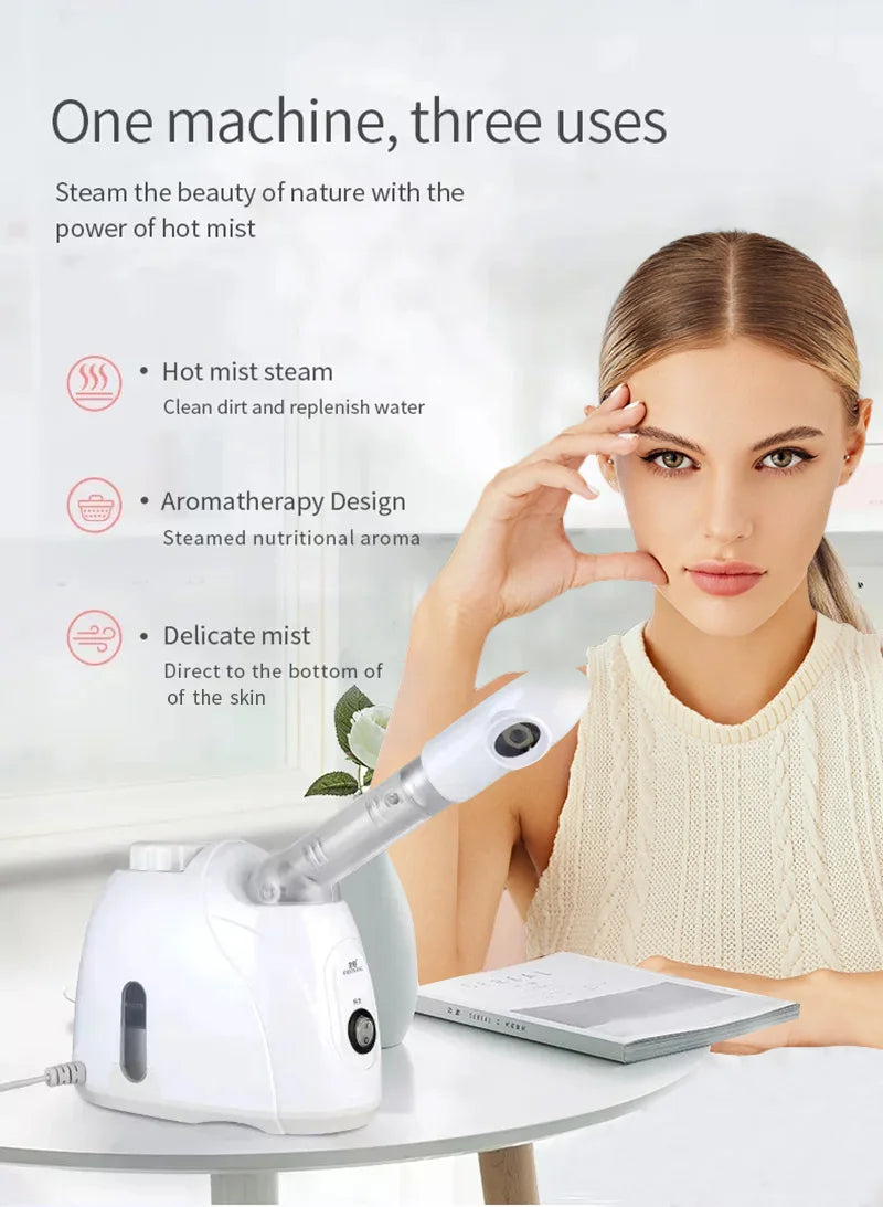 Vaporisateur à vapeur pour le visage à l'ozone, humidificateur à brume chaude pour le visage, nettoyage en profondeur, vaporisateur, salon, spa à domicile, soins de la peau, blanchiment