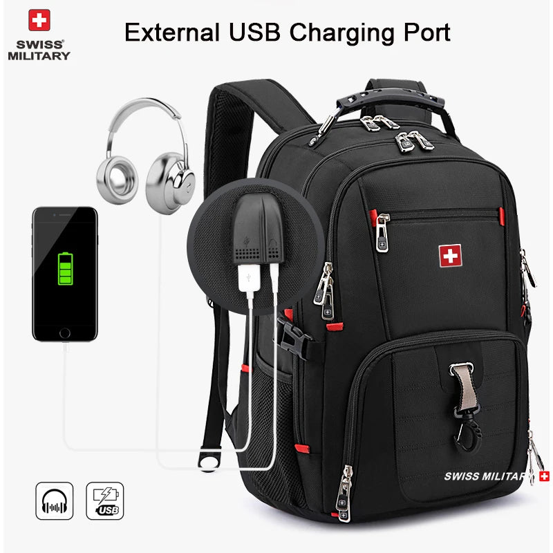 SWISS MILITARY Multifunction Large Capacity Male Bag Fashion Travel Usb Charging Waterproof 23 inch Laptop Backpack Men Mochila