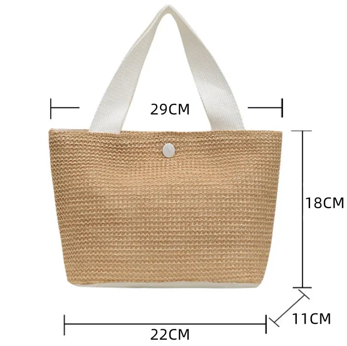 Fsahion Woven Ladies Straw Woven Handbag for Women's Holiday Beach Casual Tote Top-Handle Bags Handmade Retro Shoulder Bags 2024