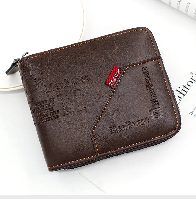 New High Quality Zipper Men Wallets Brand Card Holder Classic Male Wallet  Photo Holder Coin Pocket Men's Purses