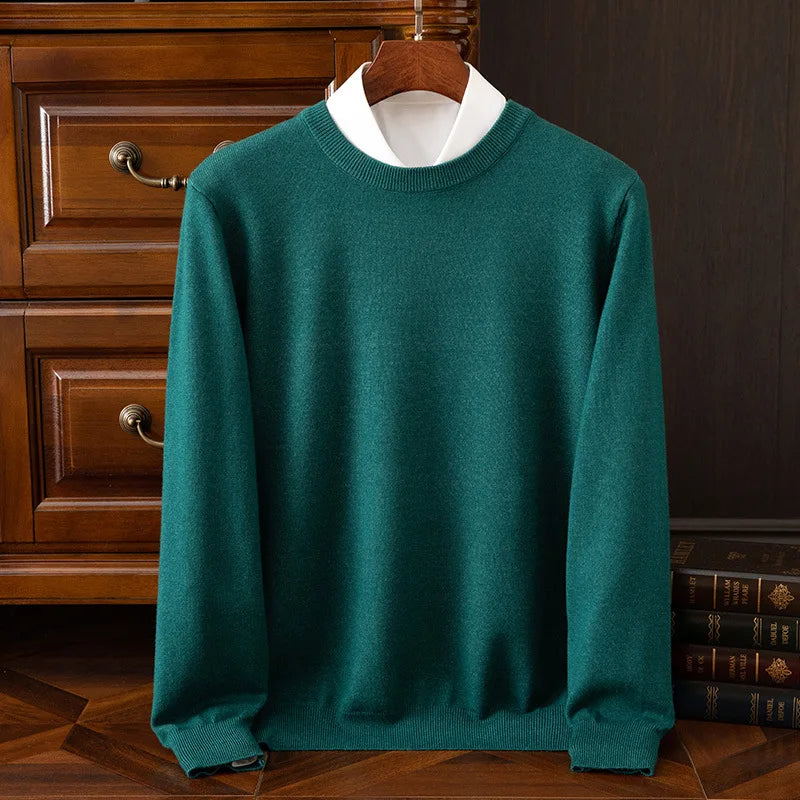 Autumn/Winter New Men's Cashmere Cold Resistant Clothing Round Neck White Sweater Pullover Warm korean Sweaters Pullover Tops