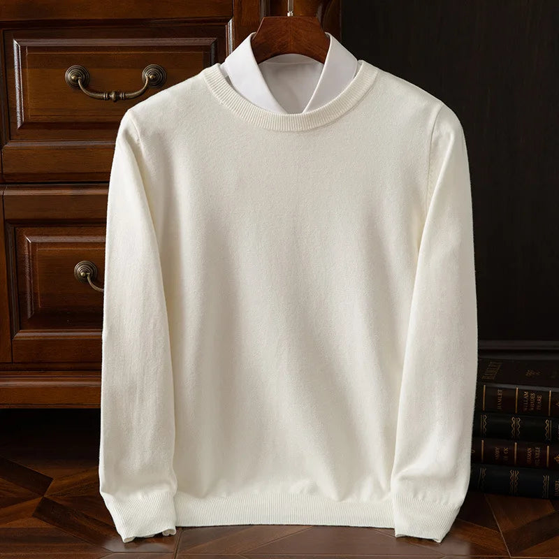 Autumn/Winter New Men's Cashmere Cold Resistant Clothing Round Neck White Sweater Pullover Warm korean Sweaters Pullover Tops