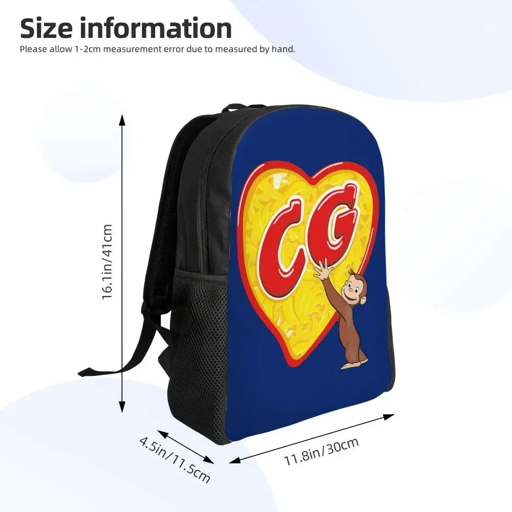 Customized Curious George Backpacks Women Men Casual Bookbag for School College Monkey Bags