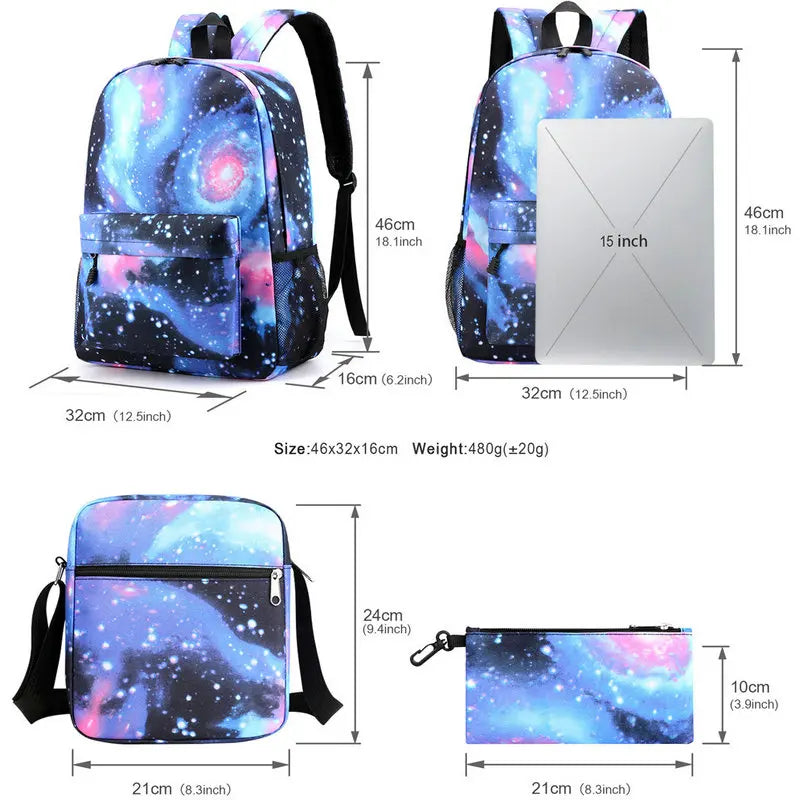 CR7 Backpack 3pcs/set School Bags for Girls Boy Laptop Teens Travel Knapsack Women Rucksack Mochilas