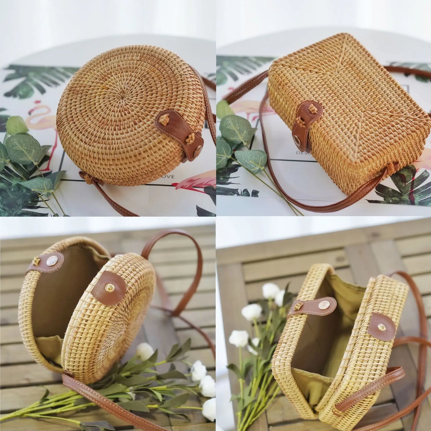 Square Round Mulit Style Straw Bag Handbags Women Summer Rattan Bag Handmade Woven Beach Circle Bohemia Handbag New Fashion