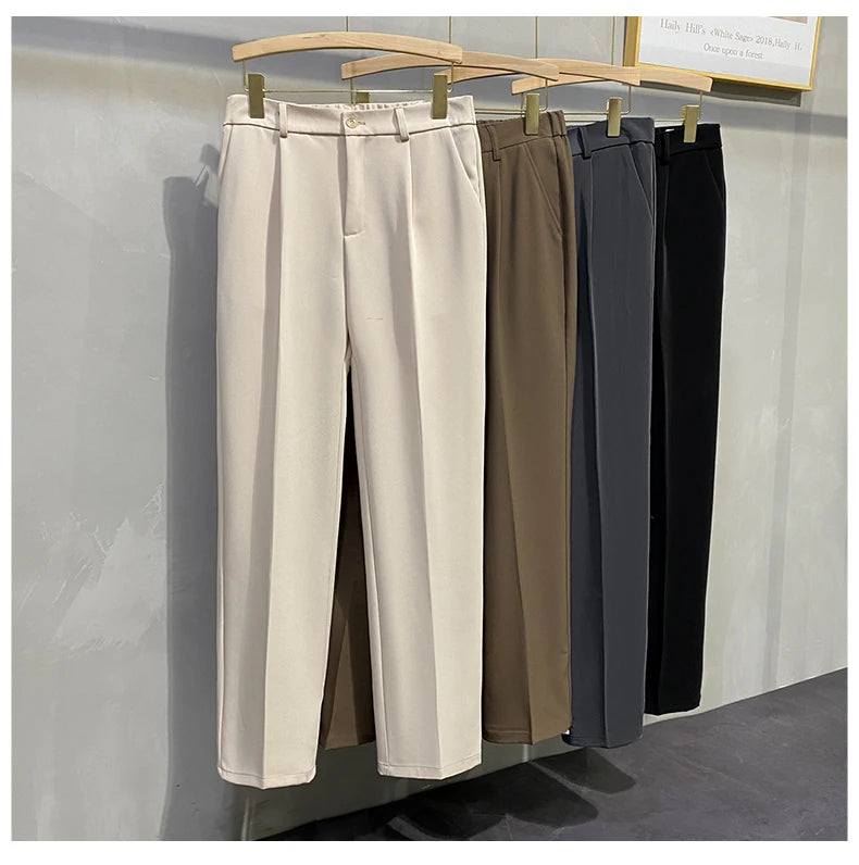 Dress Pants Men Korean Fashion Pleated Pants Chino Pants Men Clothing 2024 Lightweight Cool Trousers