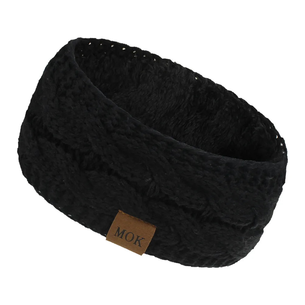 MOK New Hair Accessories Plush Wool Knitting Hair Band In Autumn And Winter Sports Headband Earmuffs Europe 12 Colors