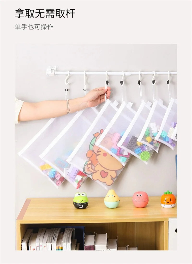 Toy storage bag puzzle classification zipper mesh bag children's small particle block sorting transparent box file hanging bag