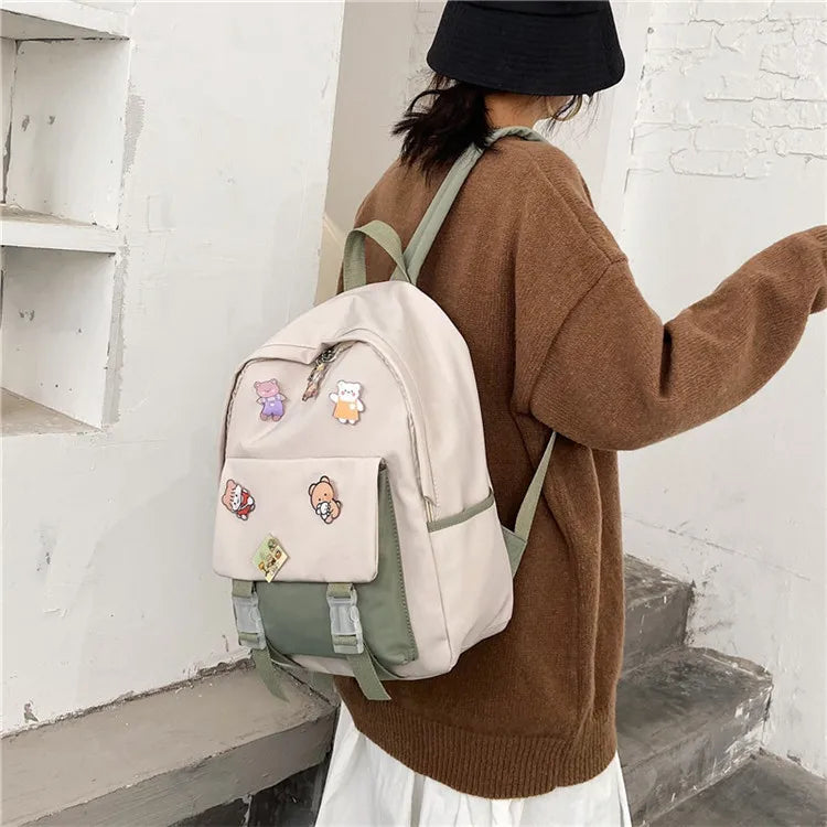 New Female Backpacks Women Cartoon High Capacity Nylon Waterproof College Backpack Trendy Women Laptop Girl Travel School Bags