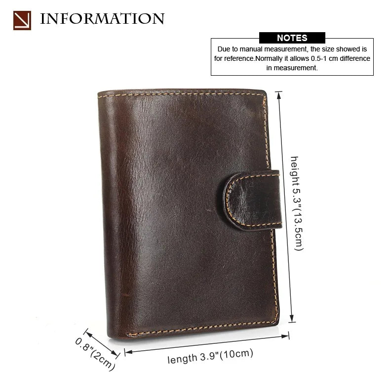 New Men Wallet Cowhide Genuine Leather Wallets Coin Purse Clutch Hasp Open Top Quality Retro Short Wallet