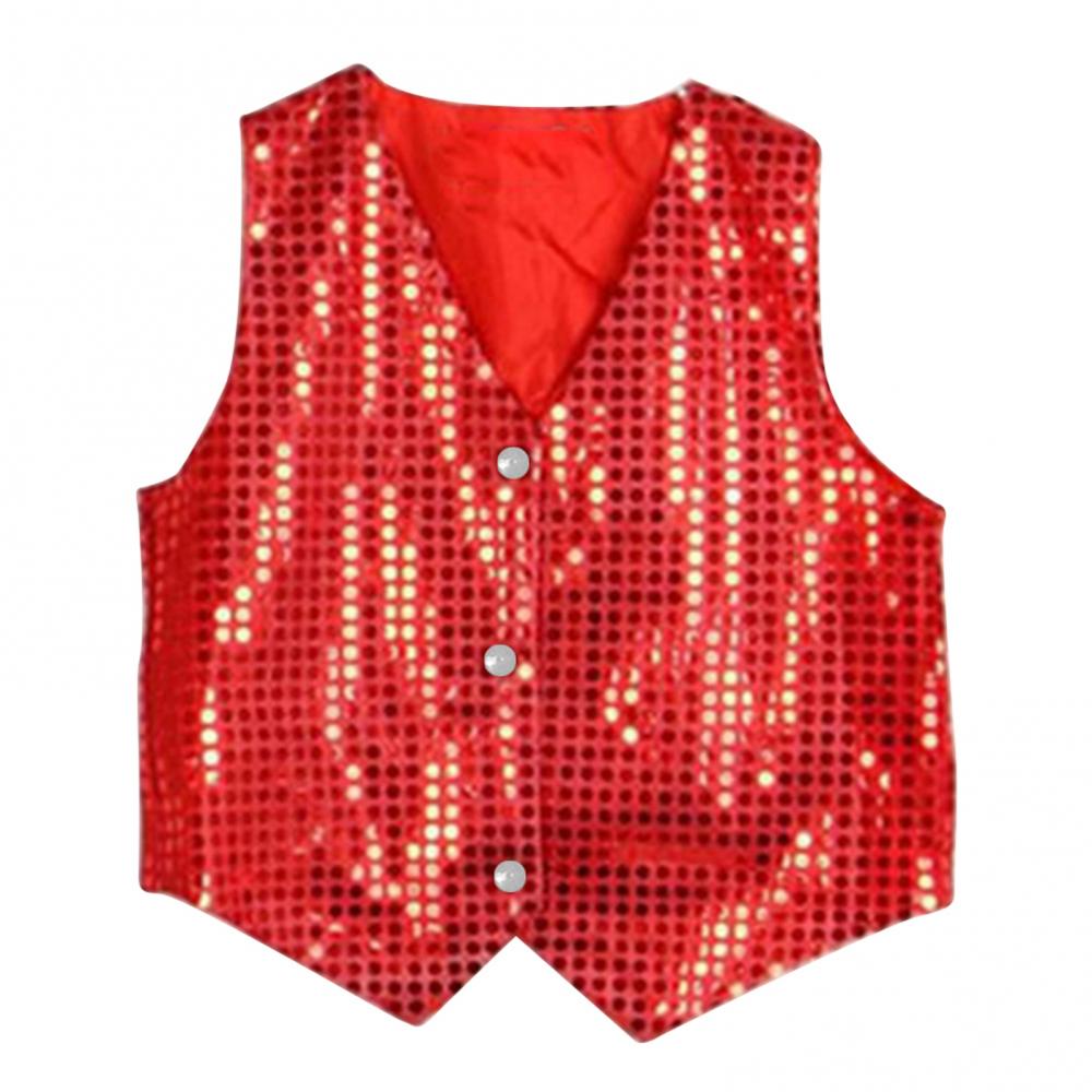 Children Shining Sequins Clothes Boys Students Christmas Stage Performance Costumes Kids Hip-hop Jazz Stage Dance Vest Waistcoat