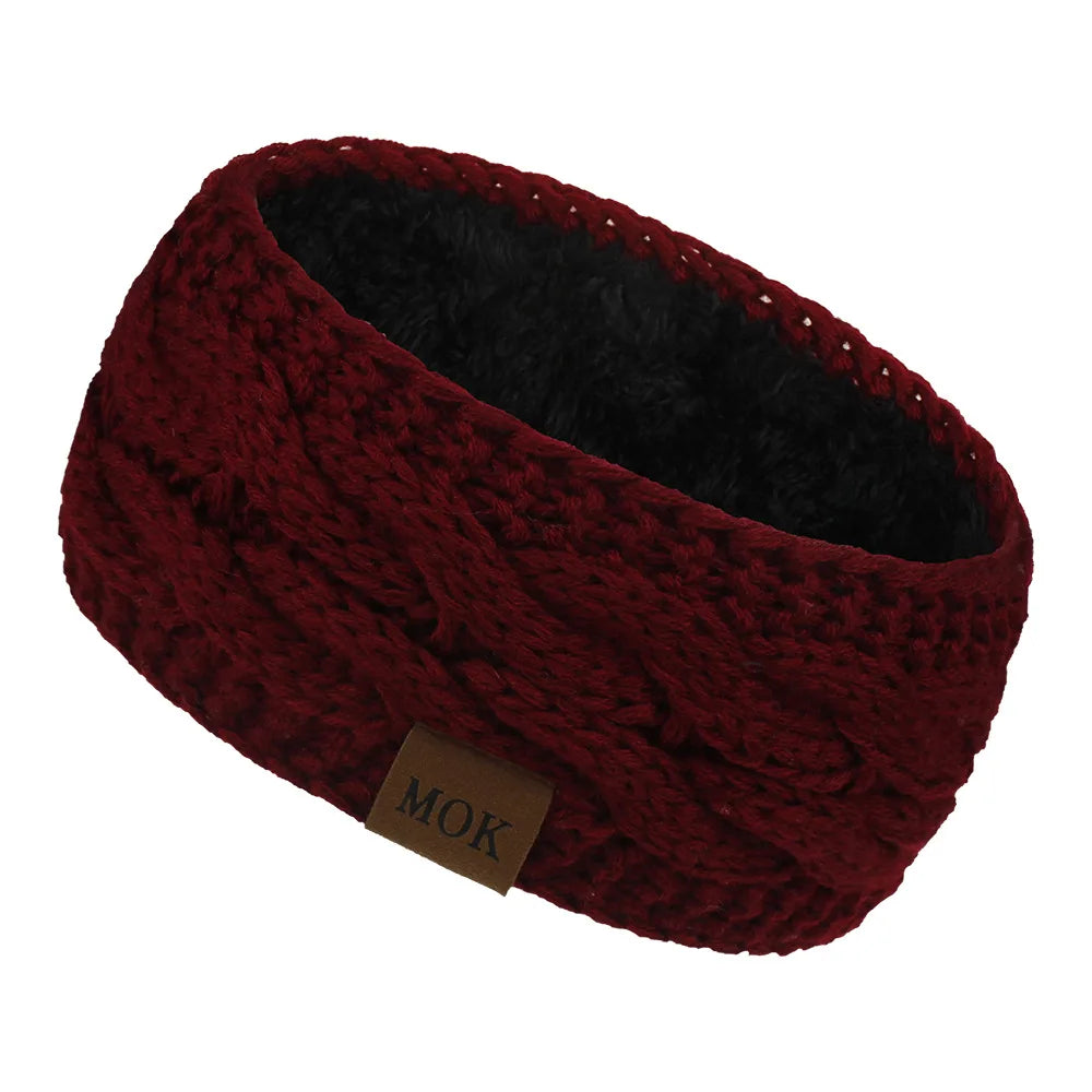 MOK New Hair Accessories Plush Wool Knitting Hair Band In Autumn And Winter Sports Headband Earmuffs Europe 12 Colors