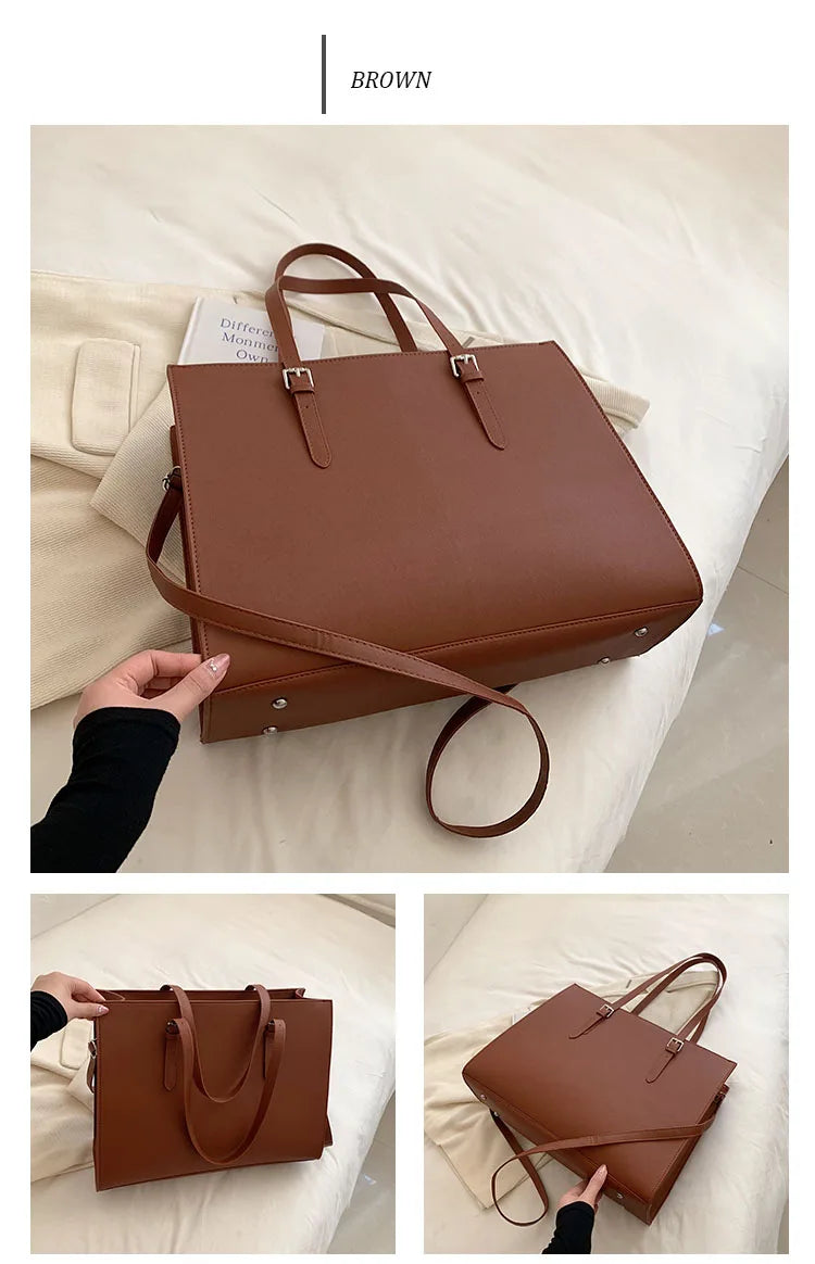 New Women Retro Tote Bags Messenger Handbag High Quality PU Leather Shoulder Bag Big Casual Crossbody Bag