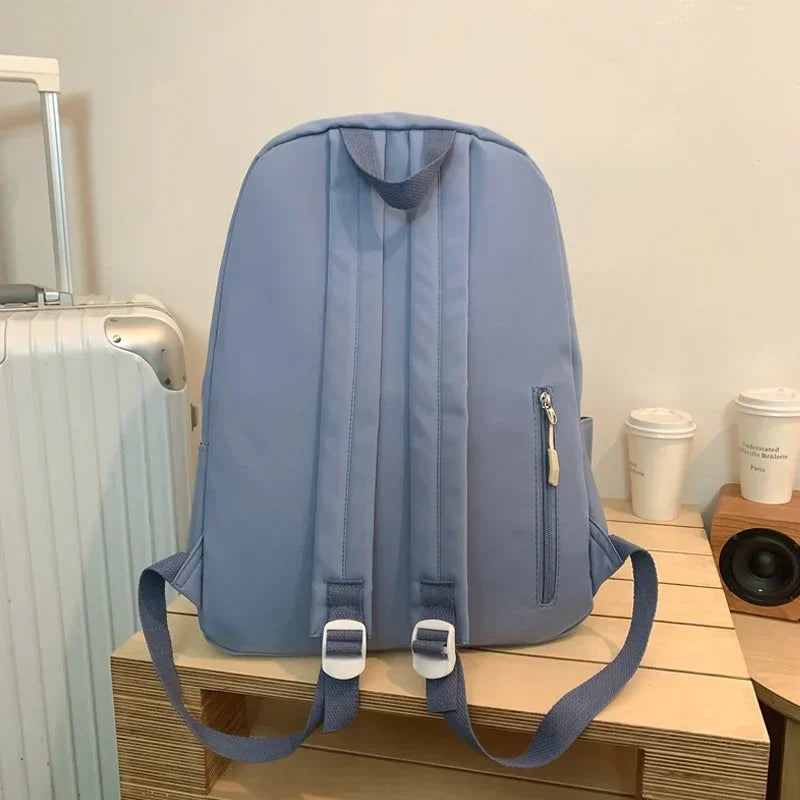 Shoulder Bag Large Capacity Waterproof College Travel Female Backpack Pure Colour Simple Girls Laptop Backpack