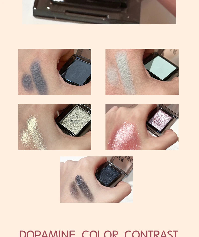 Palette de fards à paupières fumés pailletés Punk Black Shimmer Pink Mashed Potatoes Texture Cool Monochrome Eye Shadow Makeup Pearly Matte