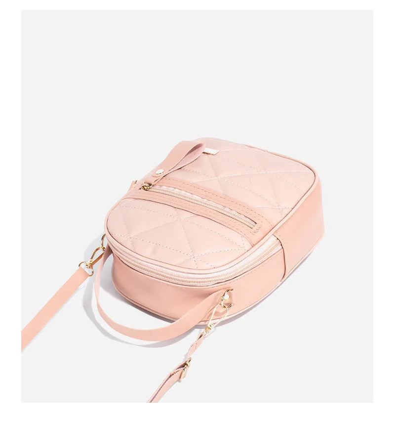 Rhombus Embroidered Handbags Women's Backpacks  Versatile Small School Bags Travel Knapsack Hand-held Shoulder Small Square Bags