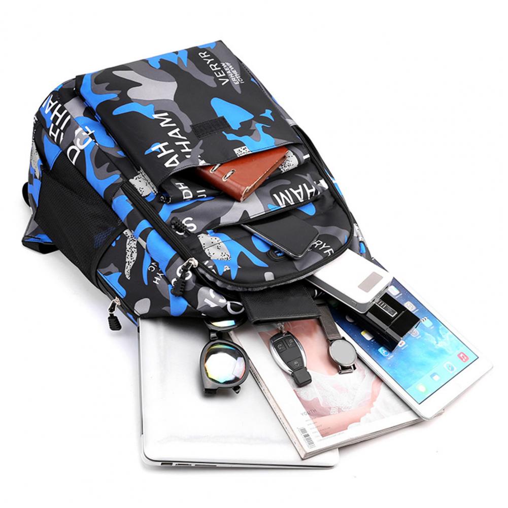 Student Backpack Camouflage Breathable Strap Large Capacity Lightweight Bookbag School Bag for Outdoor Travel