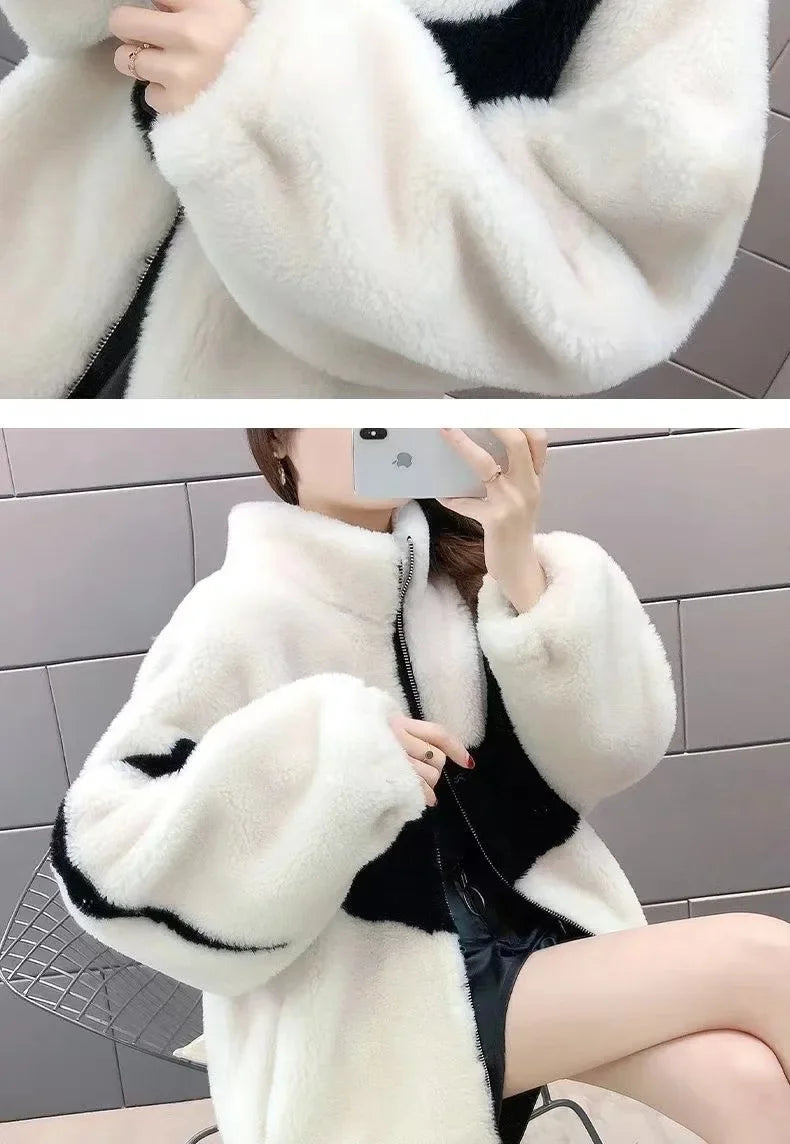 2024 Spring New Women's Thickened Stylish Double-sided Fleece Zipper Jacket Integrated Sweatshirt Long Hair Velvet Hoodies