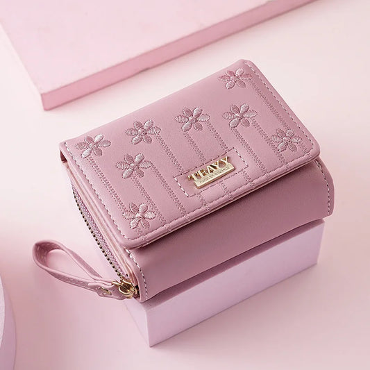 Small Women's Wallet Solid Short Pu Leather Female Wallets Hasp Coin Purse Card Holders for Girls Student 2024 Clutch Money Bag