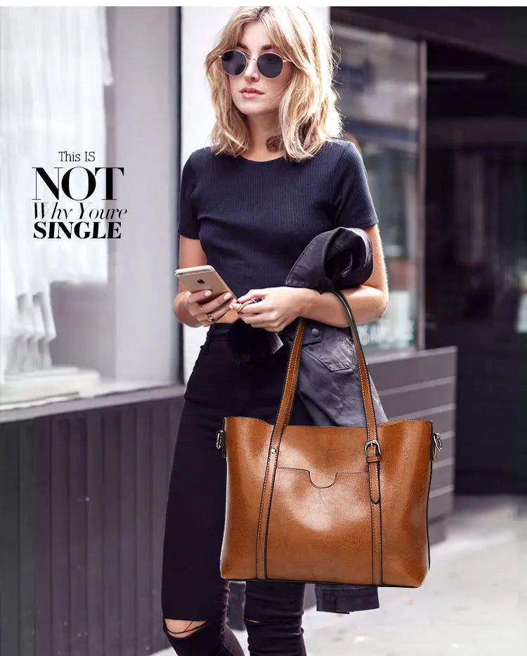 Shoulder Bags for Women Oil Wax Leather Handbag Tote Crossbody Bag Vintage Satchels Women Bags Designer Handbag High Quality