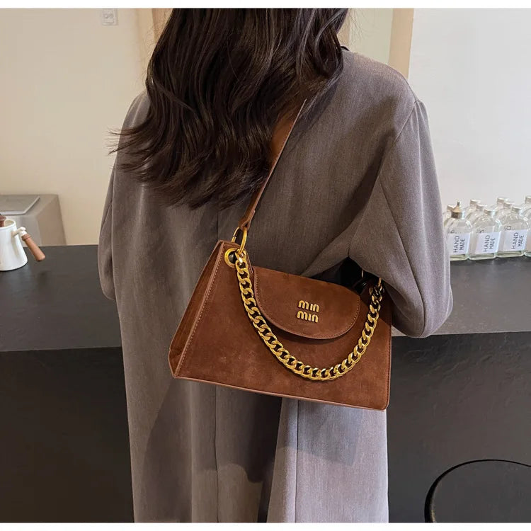 Metal Letter Designer Brand Handbags Top Handle Luxury Shoulder Bags Solid Color Elegant Crossbody Bags Fashion Bags For Women