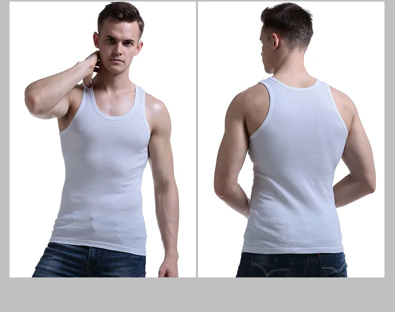 8 Pcs Cotton Mens Sleeveless Tank Top Solid Muscle Vest Men Undershirts O-neck Gymclothing Tees Tops Body Hombre Men Clothing