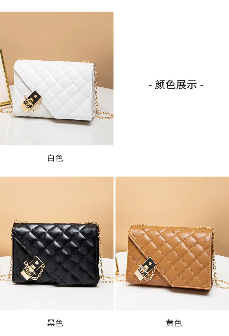 2023 New Flap Crossbody Bags Small Square Women Shoulder Bag Plaid Pu Leather Designer Handbags Chain Lady Women's Bag