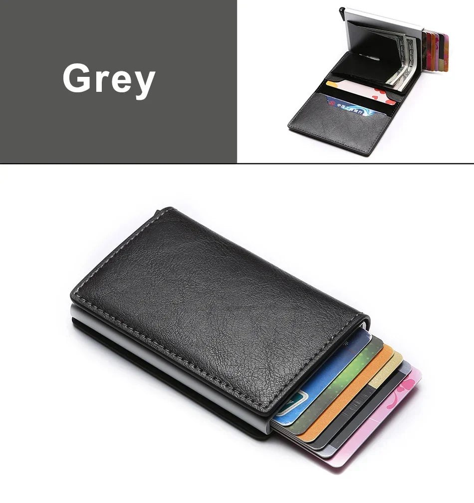 Carbon Fiber Slim Aluminum Men Wallet ID Credit Card Holder Mini RFID Wallet Automatic Pop Up Bank Card Case Black Wallet Purses