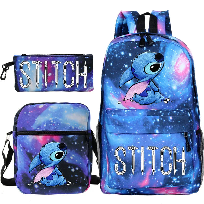 Disney Stitch 3pcs/Set Kids Backpack Cartoon Stitch Print Kindergarten Pencil Case Boy Girl Shoulder Bag Children Schoolbag Gift