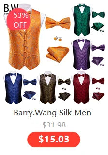 Sky Navy Royal Teal Blue Silk Men Vest Tie Hanky Cufflink Set Woven Waistcoat Sleeveless Jacket Male Wedding Business Barry.Wang