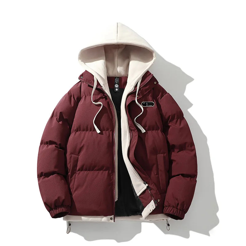 Veste chaude d'automne et d'hiver 2024, mode décontractée 2 en 1, manteau coupe-vent à capuche en coton pour vélo, coupe-vent d'extérieur pour couple simple