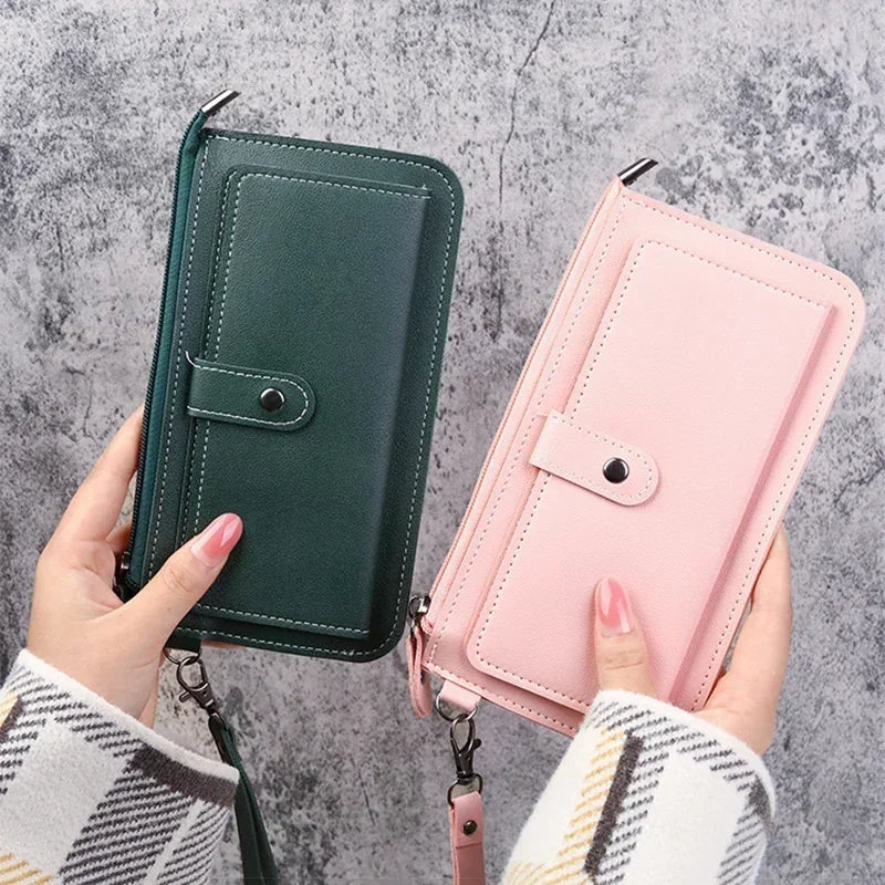 2024 Fashion Women Wallets Simple Zipper Purses Black White Gray Red Long Section Clutch Wallet Soft PU Leather Money Bag