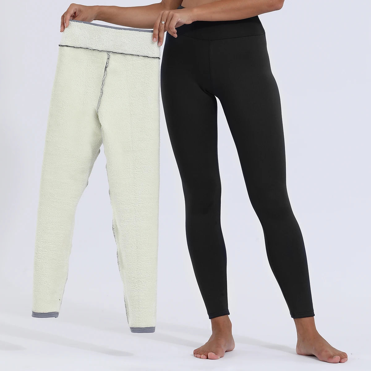 Leggings d'hiver en velours pour femmes, pantalon épais de couleur unie, chaud, taille haute, couleur unie, leggings classiques décontractés pour l'extérieur