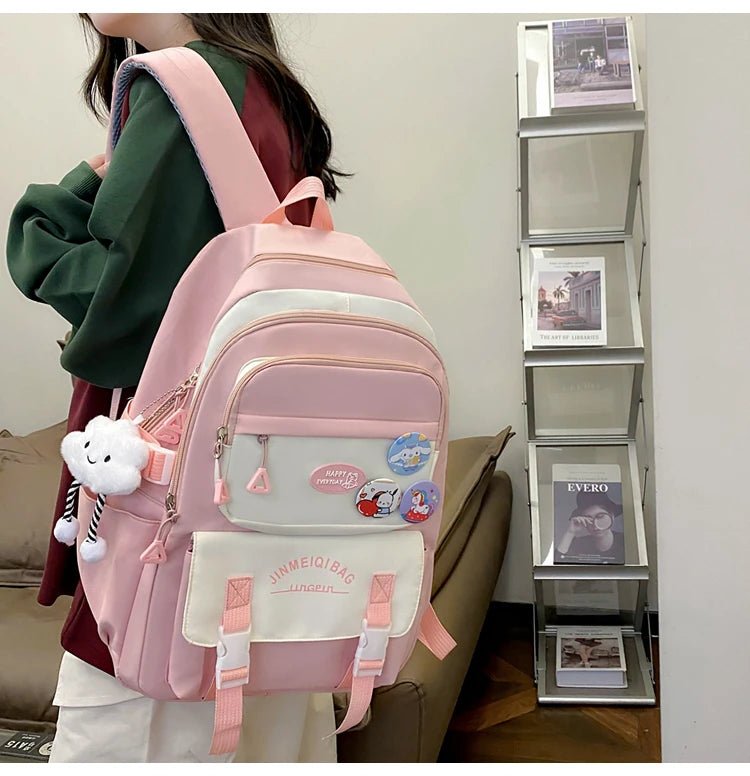 4 In 1 Women's Backpack Girl's School Backpack Back to School Gift Youth Women's Schoolbag Waterproof Large Book Back Pack