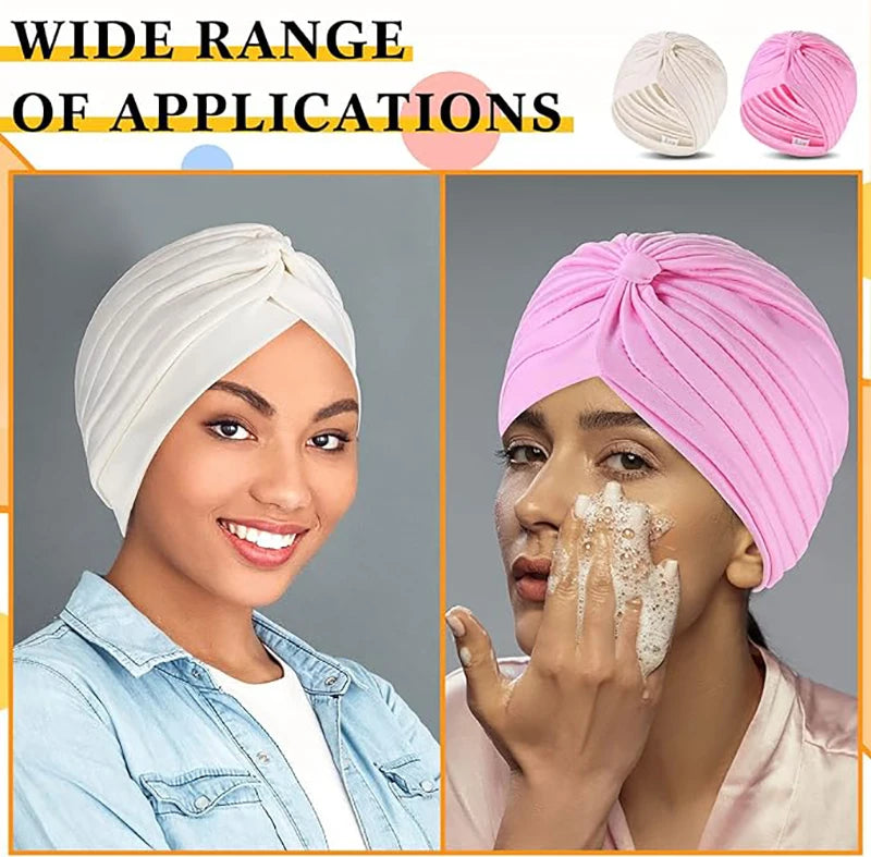 3PCS/LOT Stretchy Knot Twist Turban Bandanas Women Headscarf Bonnet Muslim Hijab Indian Hats Chemo Cap Solid Color Head Wrap