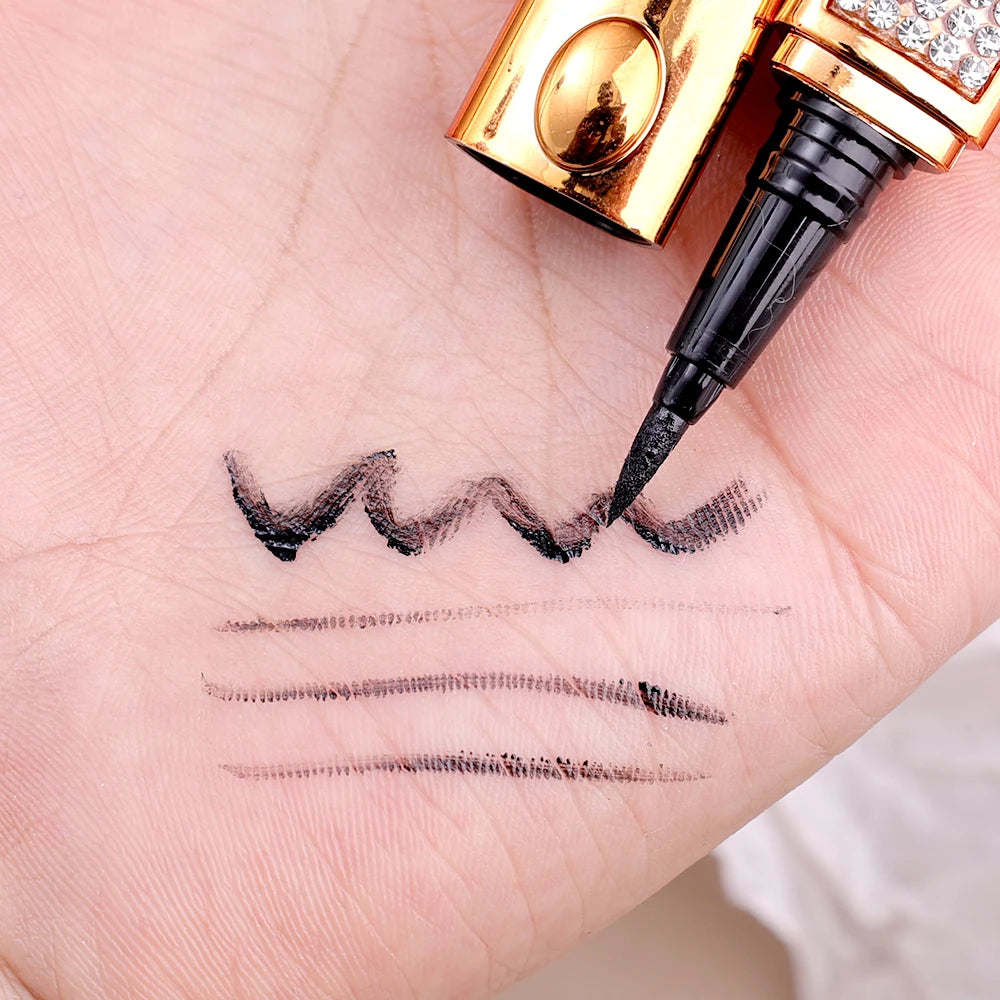 Crayon Eyeliner Auto-Adhésif Longue Durée Sans Colle Non Magnétique Séchage Rapide Cils Collants Eye Liner Stylo 2 en 1