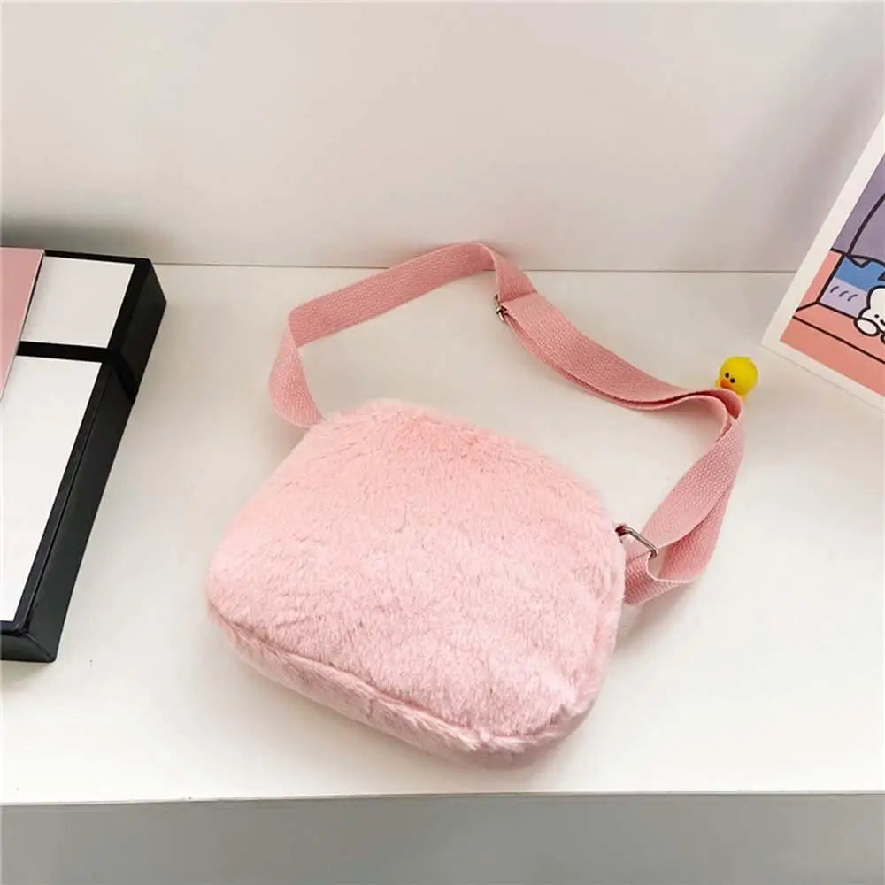 Plush Cartoon Children's Messenger Bag Cute Cat Lovely Kids Crossbody Handbags Zipper Little Girl Purse Gift For Child