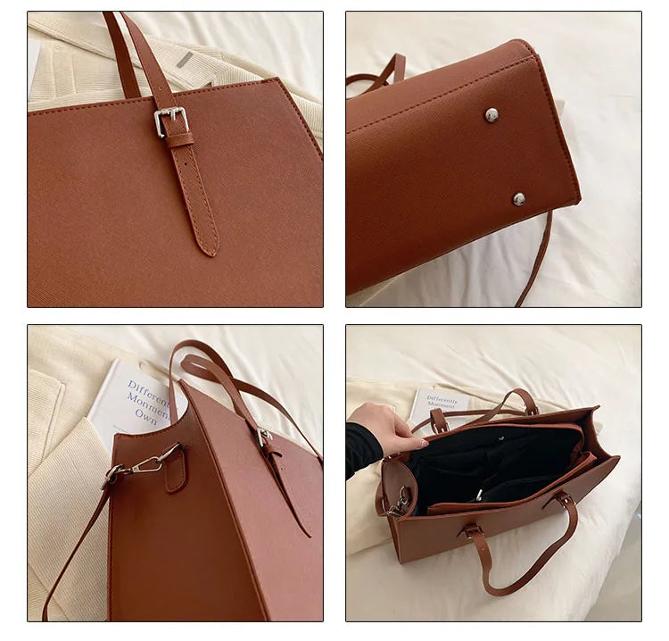 New Women Retro Tote Bags Messenger Handbag High Quality PU Leather Shoulder Bag Big Casual Crossbody Bag