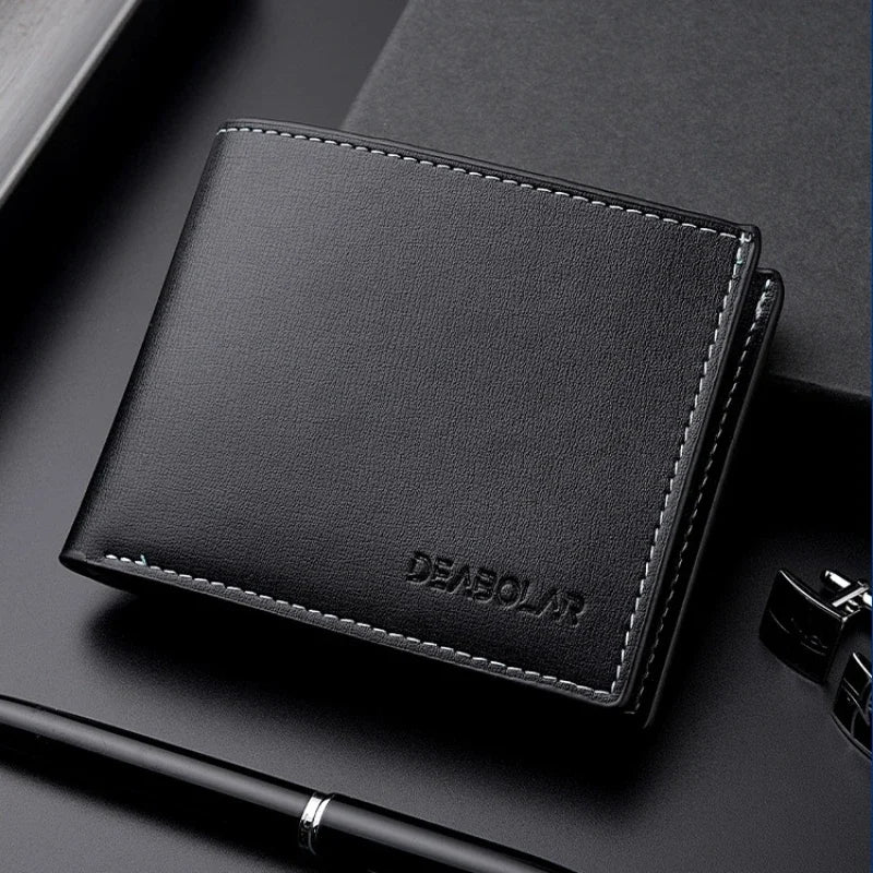 New Pu Leather Men Short Wallet Thin Style Folding Young Men Credit Card Holder Wallet Men Multi-slot Newly Designed Purses