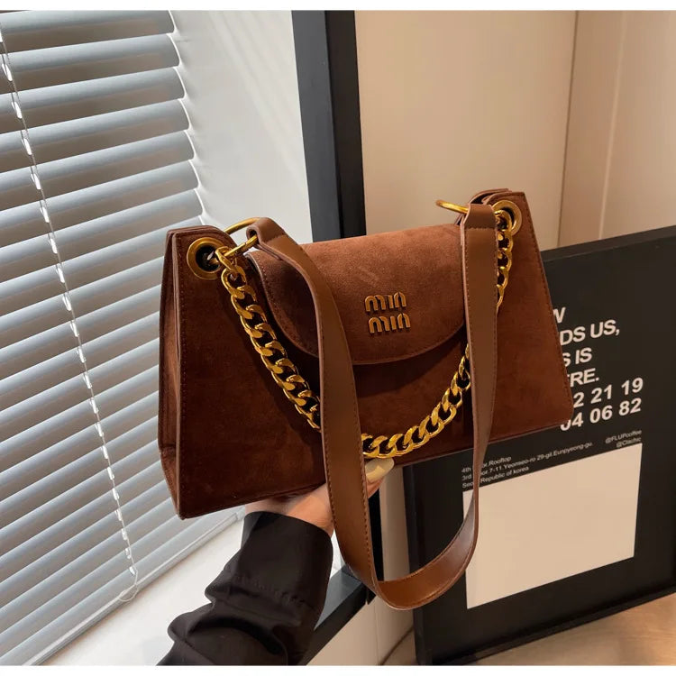 Metal Letter Designer Brand Handbags Top Handle Luxury Shoulder Bags Solid Color Elegant Crossbody Bags Fashion Bags For Women