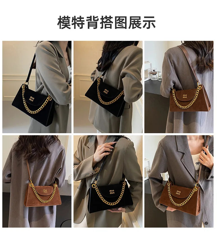 Metal Letter Designer Brand Handbags Top Handle Luxury Shoulder Bags Solid Color Elegant Crossbody Bags Fashion Bags For Women