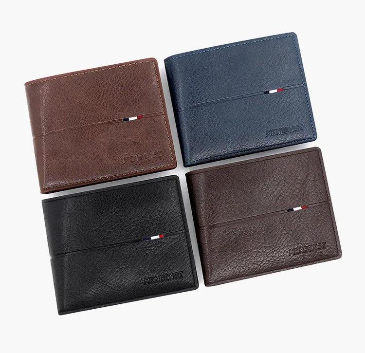 Free Name Engraving Men Wallets New Short Zipper Card Holder Quality Male Purse Simple Slim Coin Pocket PU Leather Men's Wallet