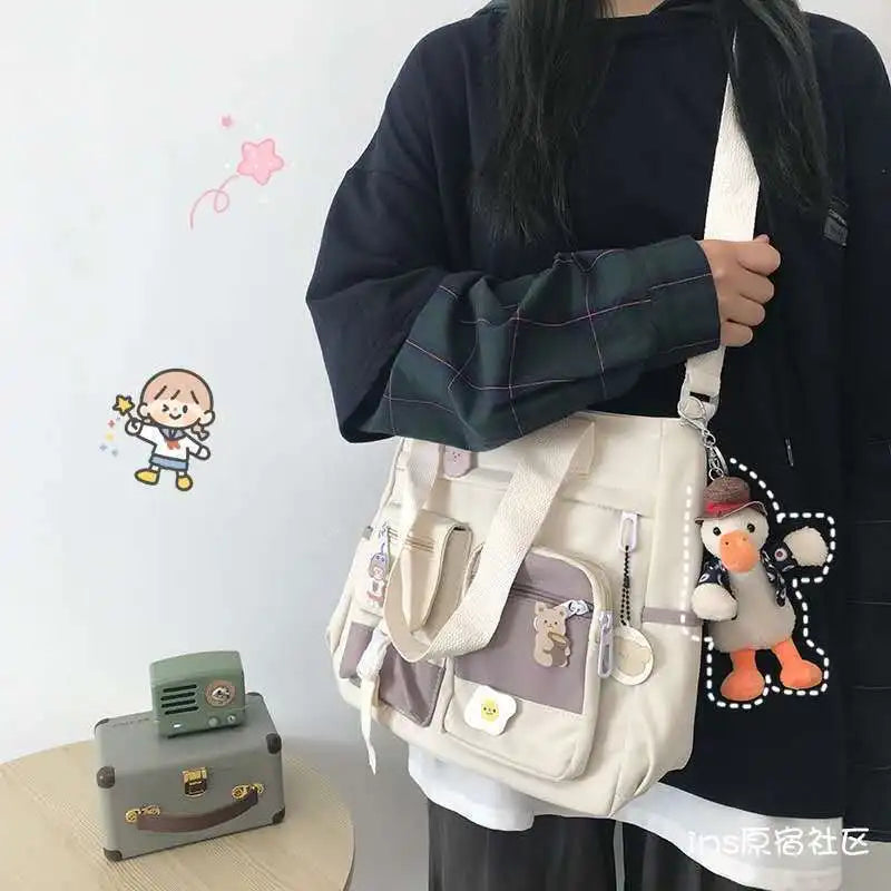 New Women Canvas Handbags Messenger Bag Youth Ladies Fashion Tote Shoulder Bag Versatile Female Crossbody Bags Pouch Pack Bolsas